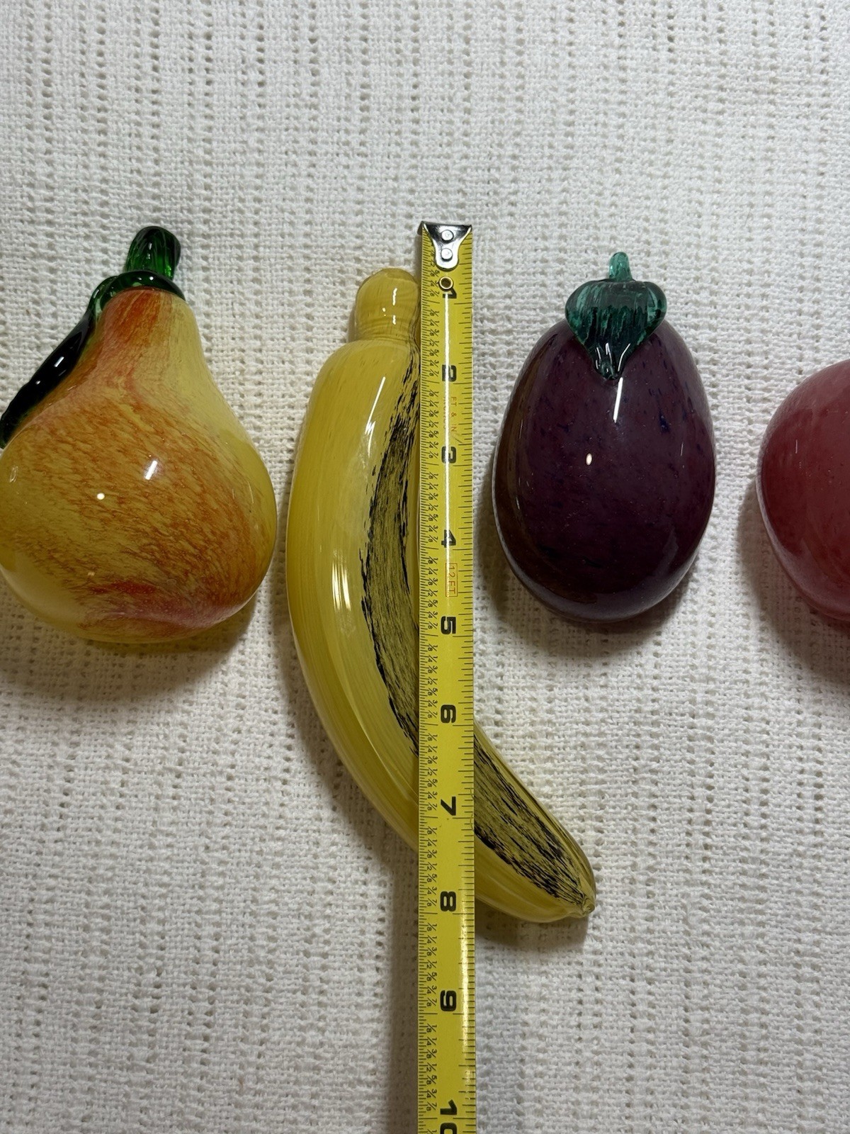 VTG Italian Glass Fruit 5 Pieces Apple Plum Banana Pear Lemon *READ