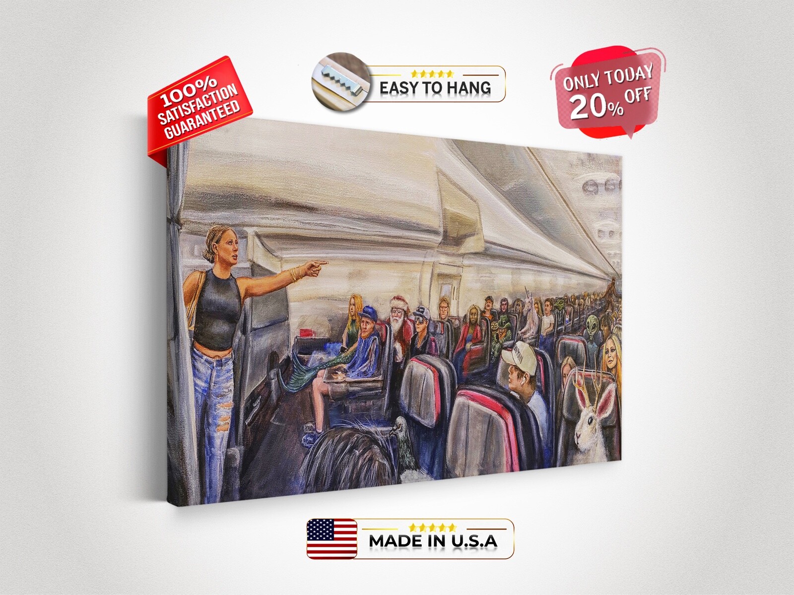 Airplane Lady Freak Out That Mother Is Not Real Canvas Print High Quality Art