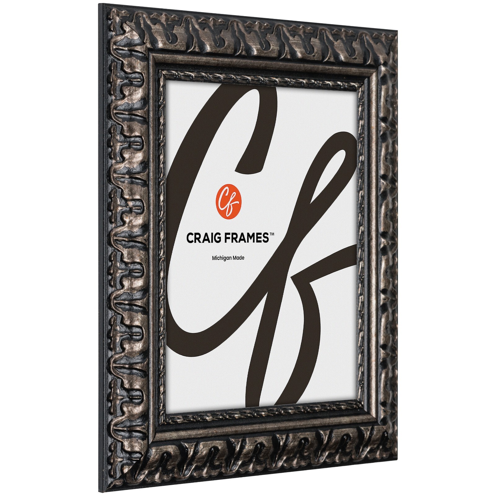 Bravado, 2″ Wide Scratched Silver Picture Frame, Common Sizes 4×5 – 24×36