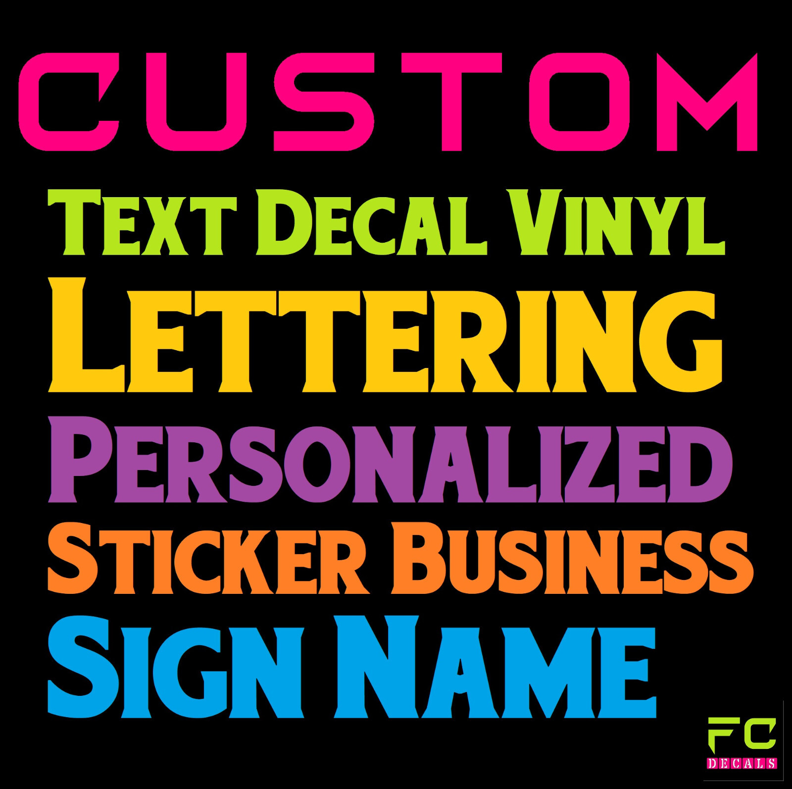 Custom Made Decal Vinyl Lettering Sticker ANY TEXT – ANY NAME – 20 Colors [5