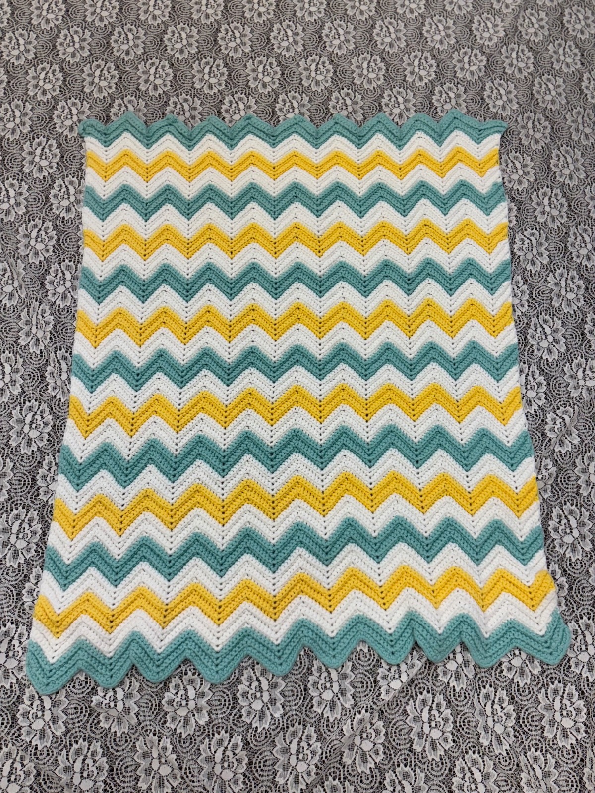 Baby lap chevron afghan blanket throw Grandmacore cottagecore unisex colors