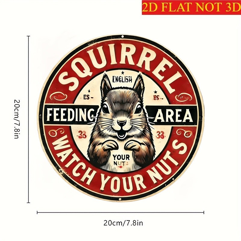 Playful Outdoor Decor Metal Sign Squirrel Feeding Area Accent Sign Decoration