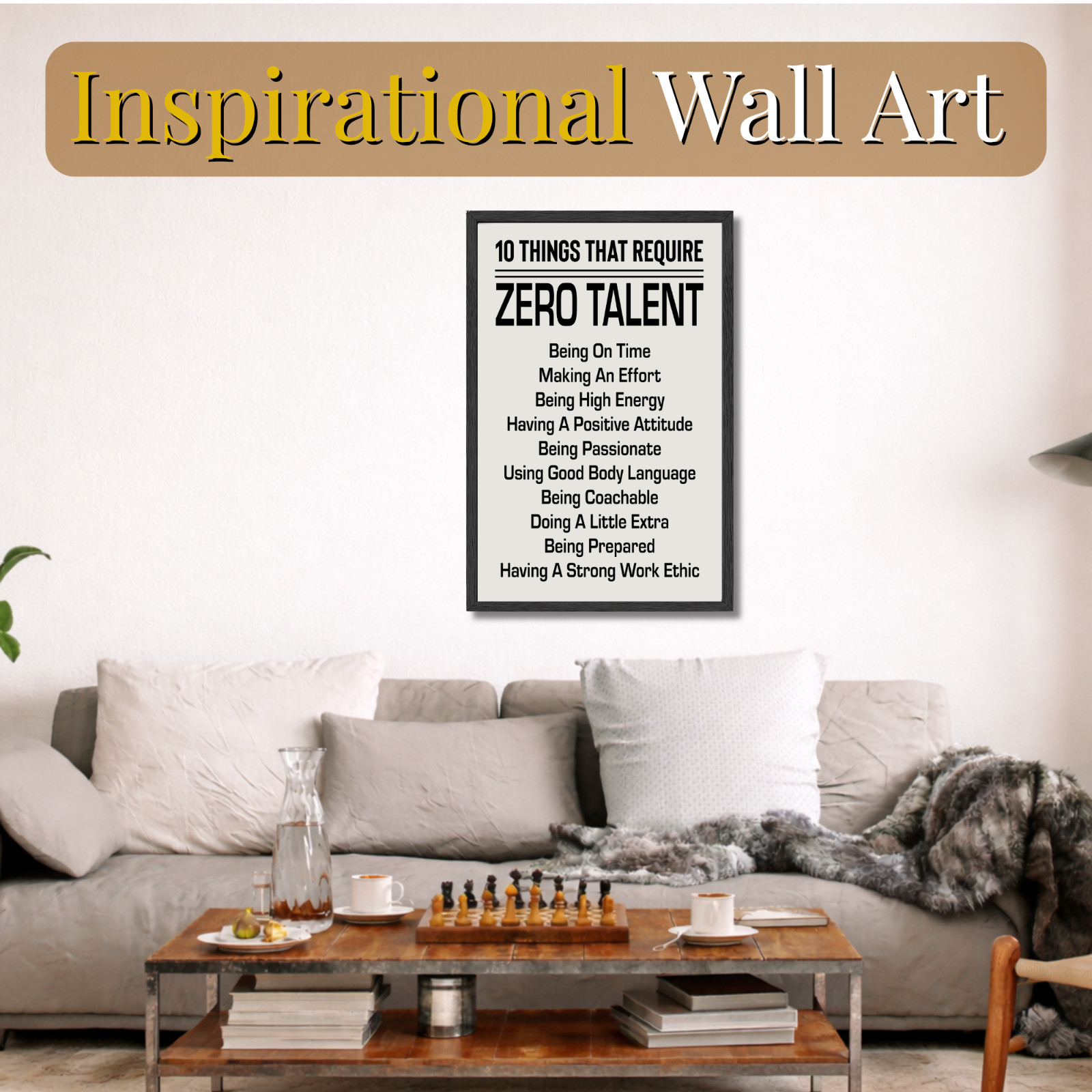 Framed 11×17 Inspirational Quotes Motivational Poster Home Office Decor Wall Art