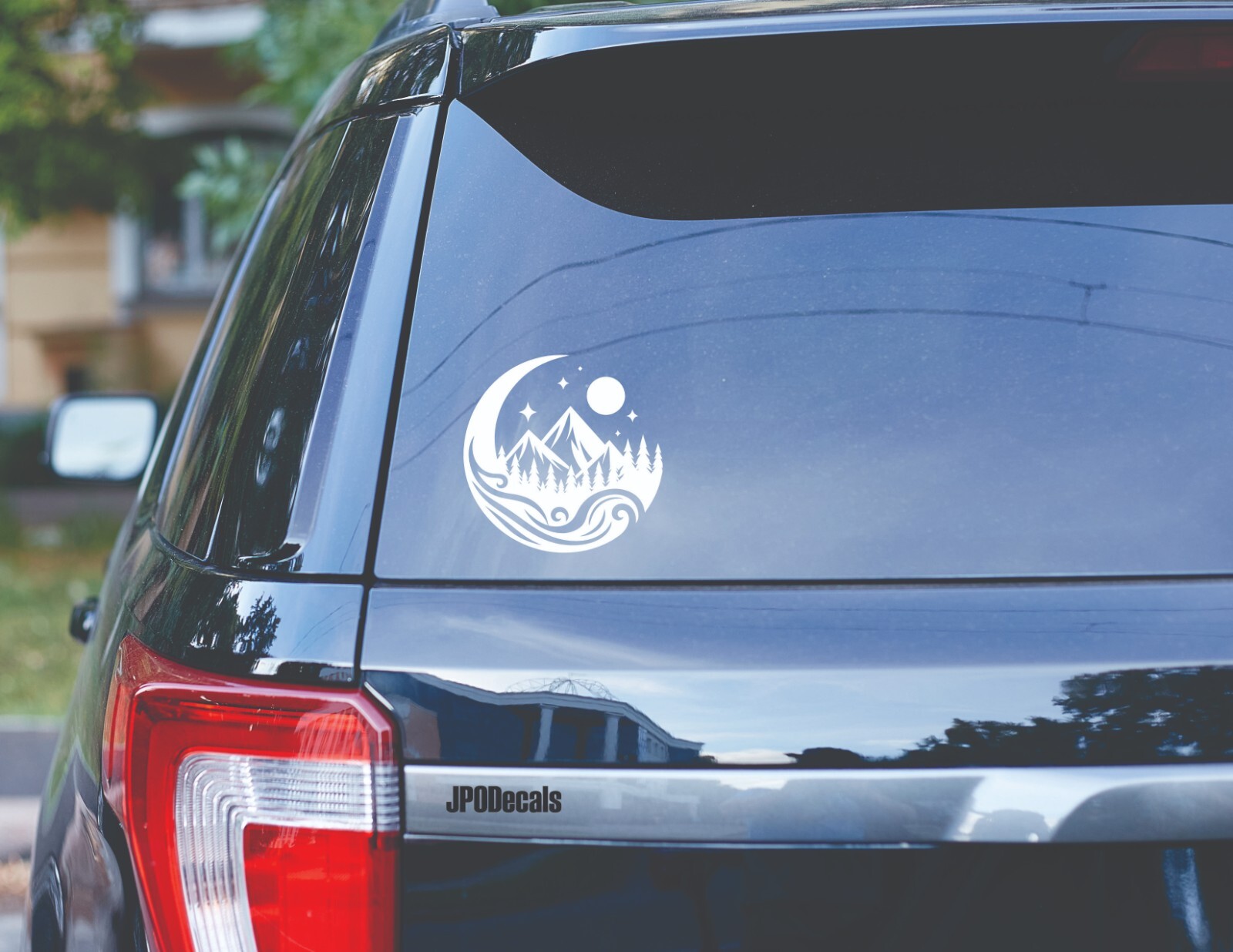 Die Cut Vinyl Decal Transfer Graphic Mountains, Trees, Stars & Moon 35+ Colors