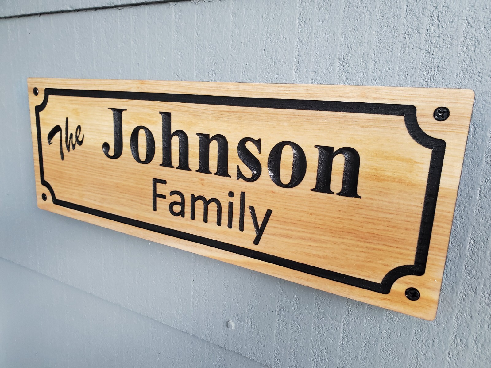 Custom Family Sign Carved Last Name Wood Plaque Cedar Walnut Personalized Wooden