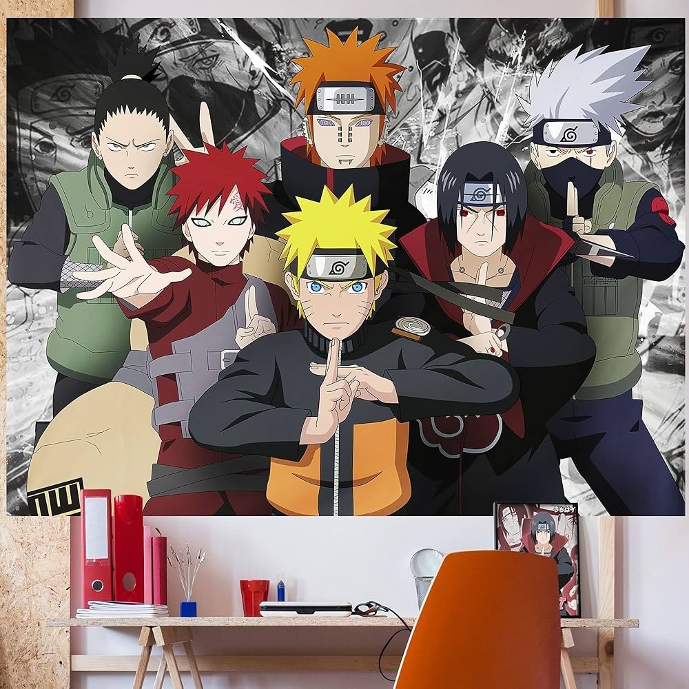 Naruto Shippuden Wall Banner 78” x 60” Anime – Itachi, Kakashi, Gaara, Shikamaru