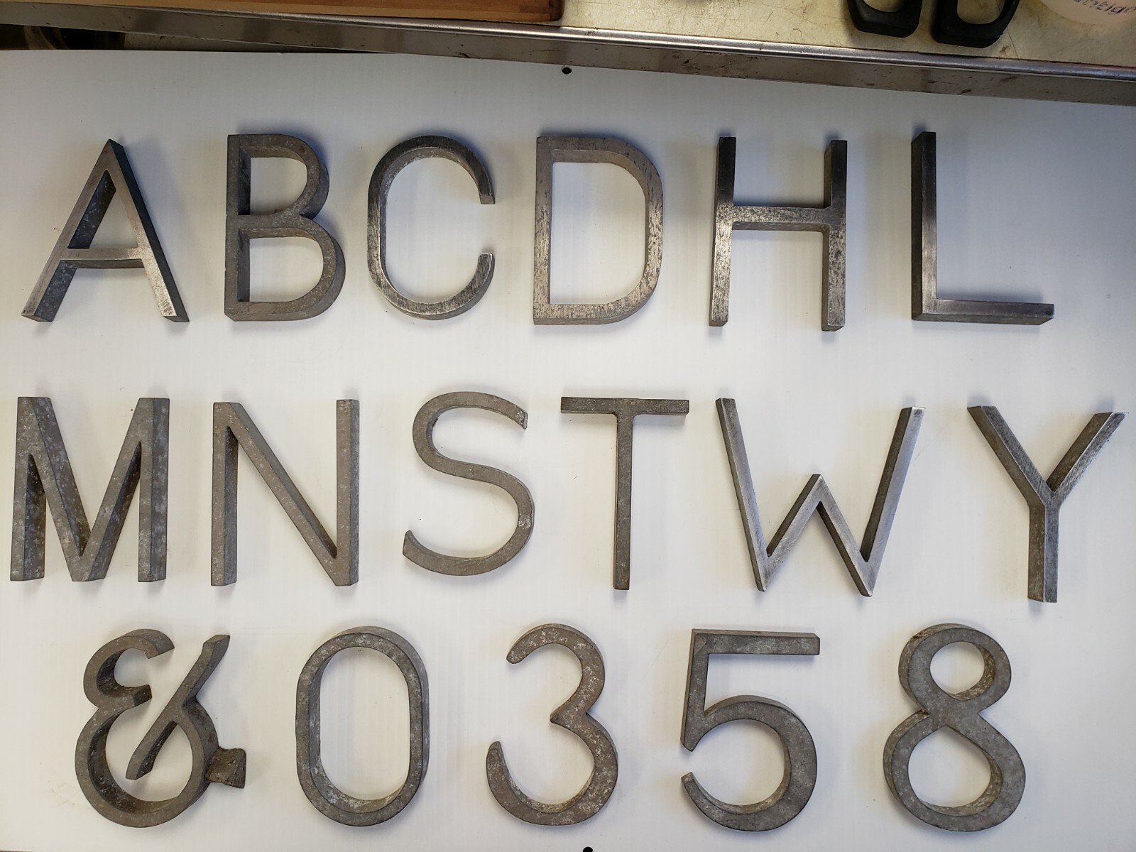 Metal Letters and Numbers 4 inch long Straight Font price per letter*