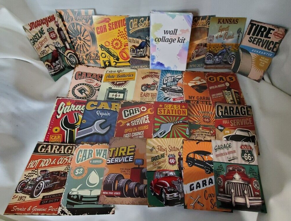 4×6 Wall Collage Kit Cars, Motorcycles, Garage, Gas Station, Tire Services 50pcs