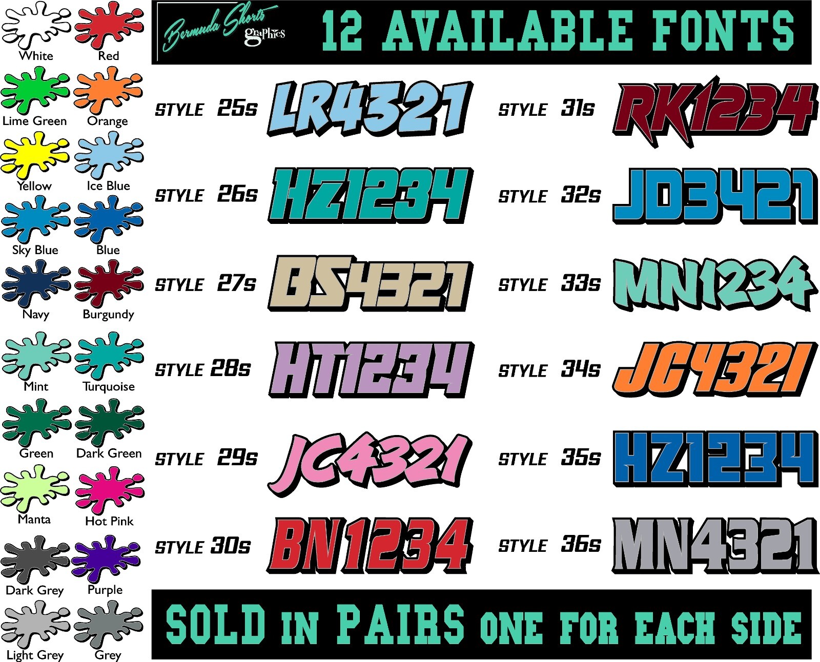 Snowmobile Registration Numbers & Letters 2 Pack Custom 2″ vinyl decal pair 2CL