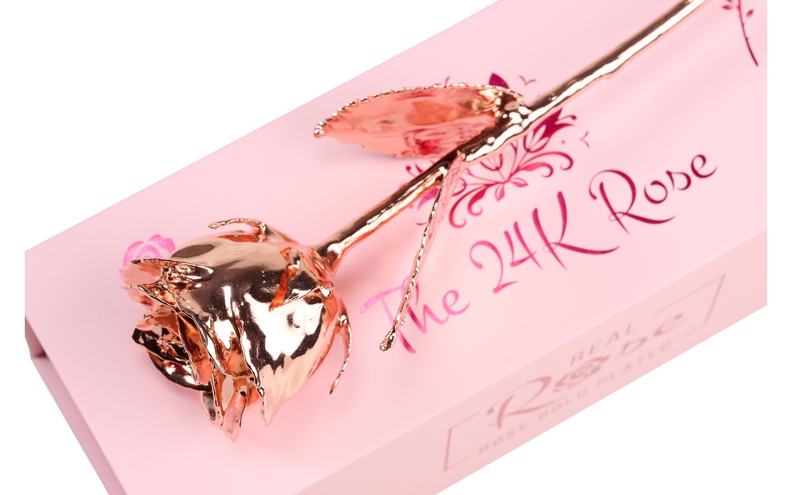 100% Natural Rose Dipped in Rose Gold, Short Stem 7″ tall, Anniversary, Proposal