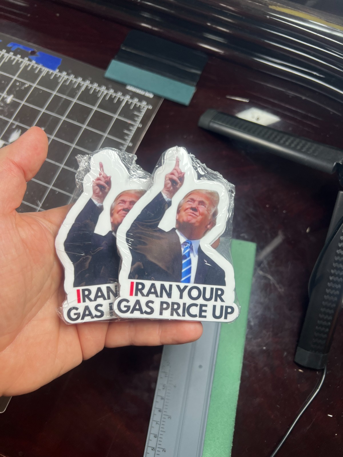 100 Trump Stickers ”IRAN YOUR GAS PRICE UP” Gas Pump Waterproof Vinyl NEW 1.5″