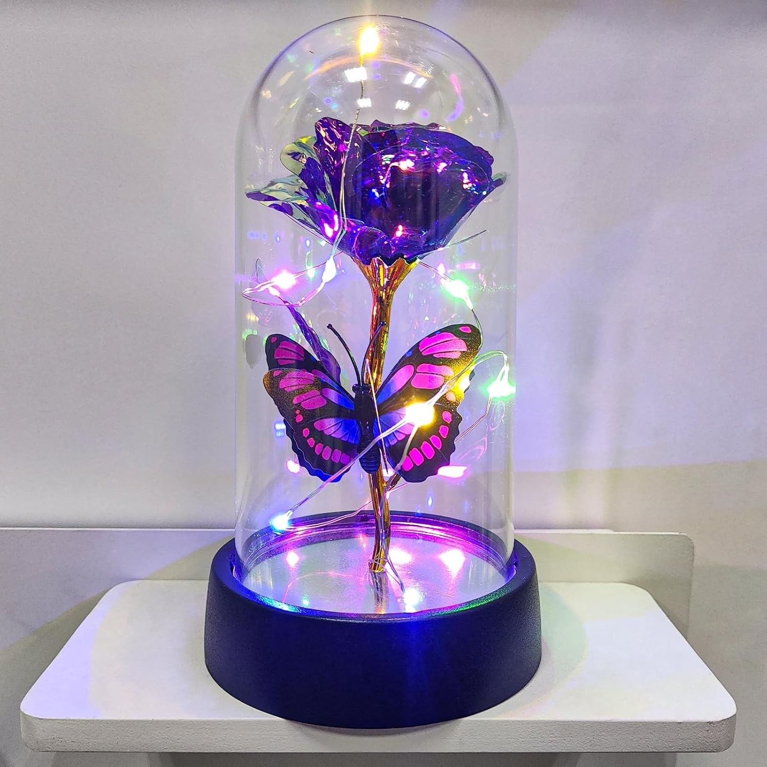 Glass Rose in Glass Dome, Light Up Flower, Eternal Roses – Valentines Day Gifts