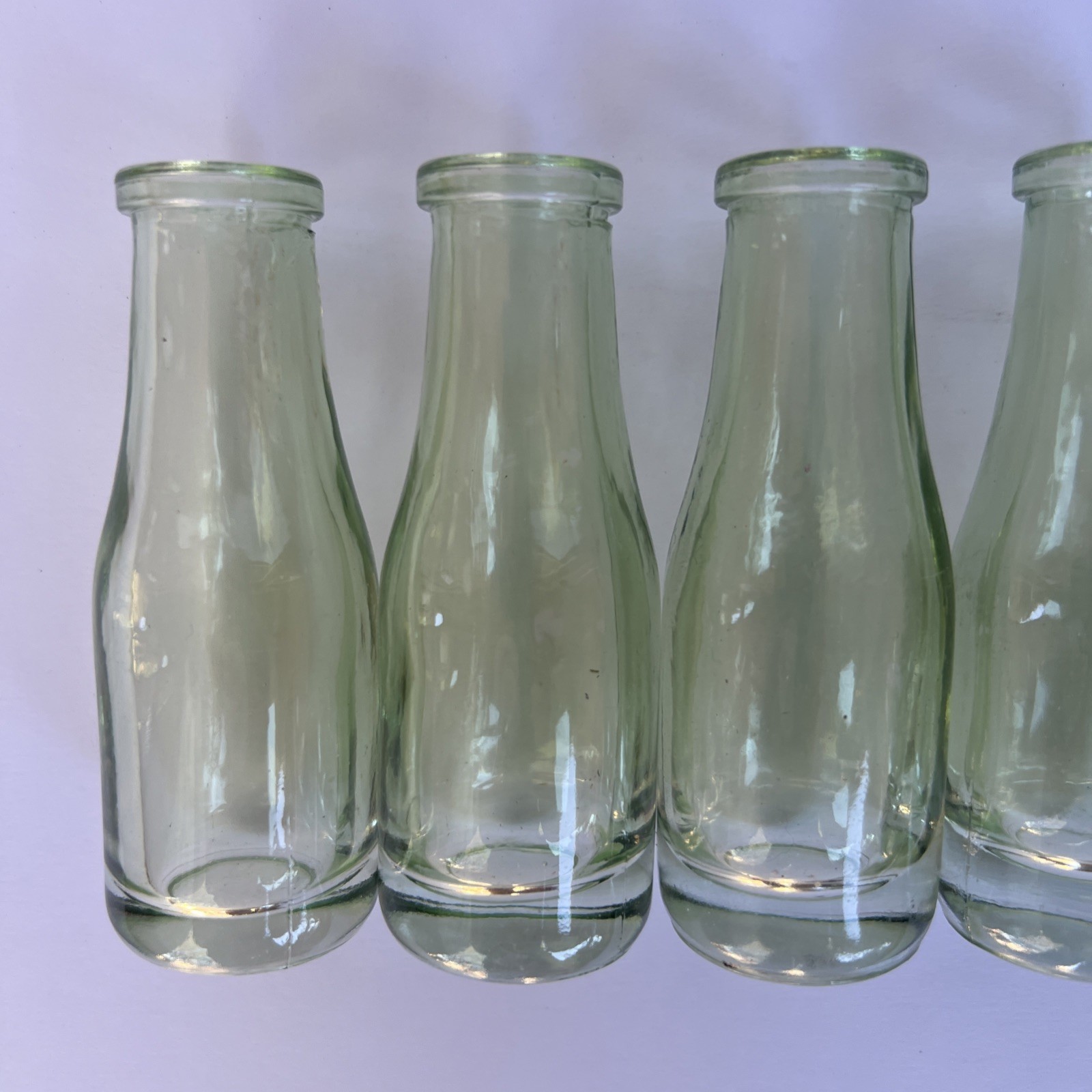 Set of 6 VTG Mini Clear Green Tint Bud Vases 2 oz – Small Flower Bottles 4” Tall
