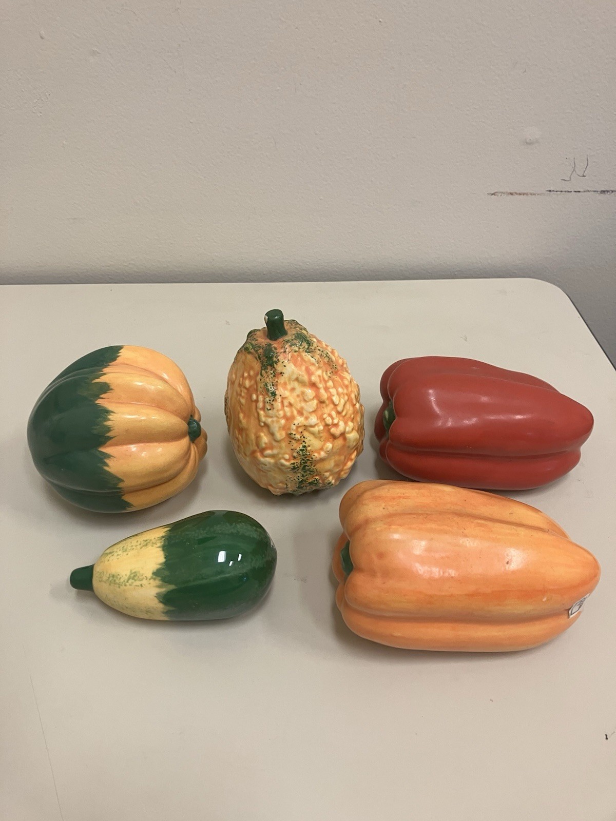 Vintage Art Glass Vegetables 5 Pieces Made In The Philippines