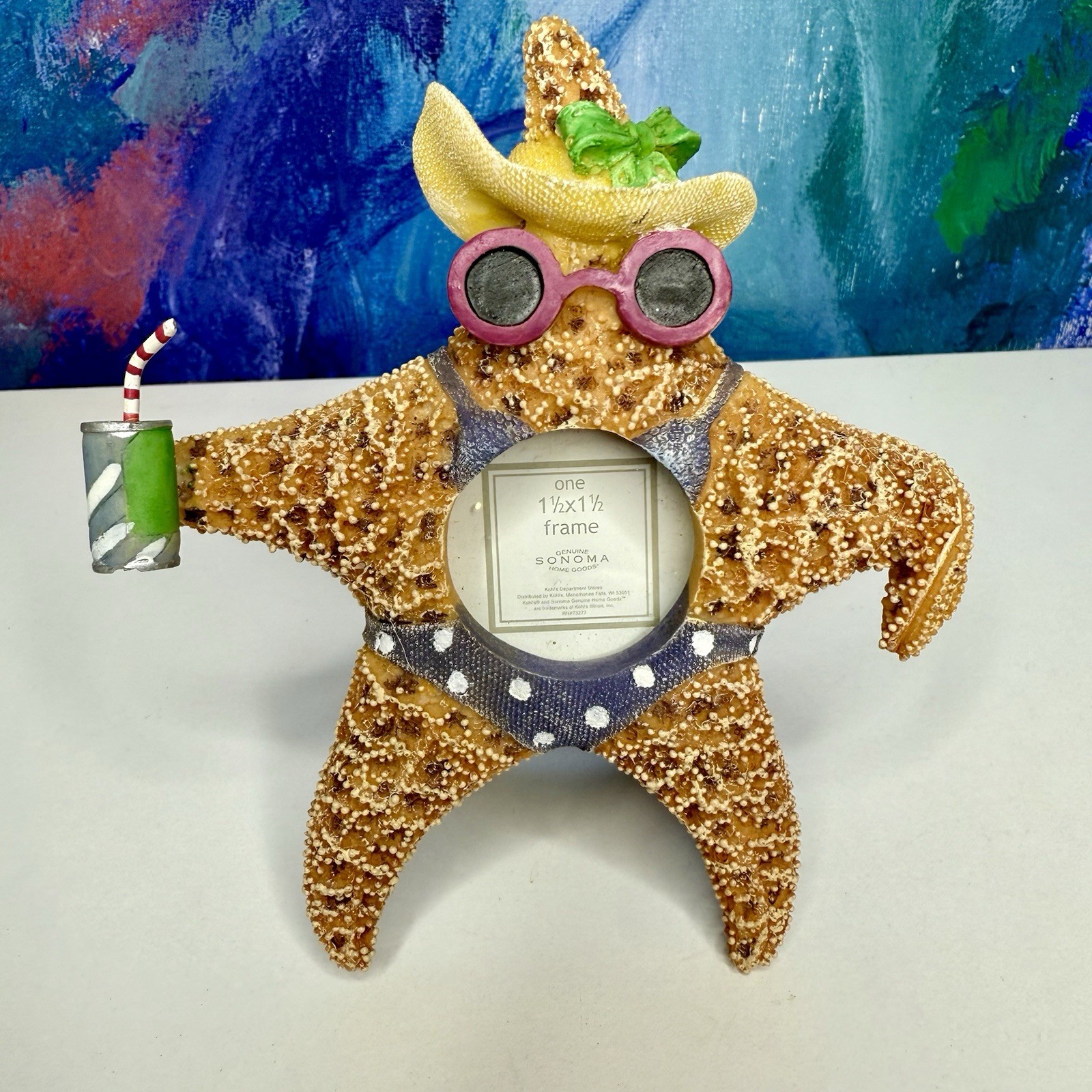 Tiny Starfish in a Bikini Photo Picture Frame 1.5” x 1.5” Beach Novelty Vacation