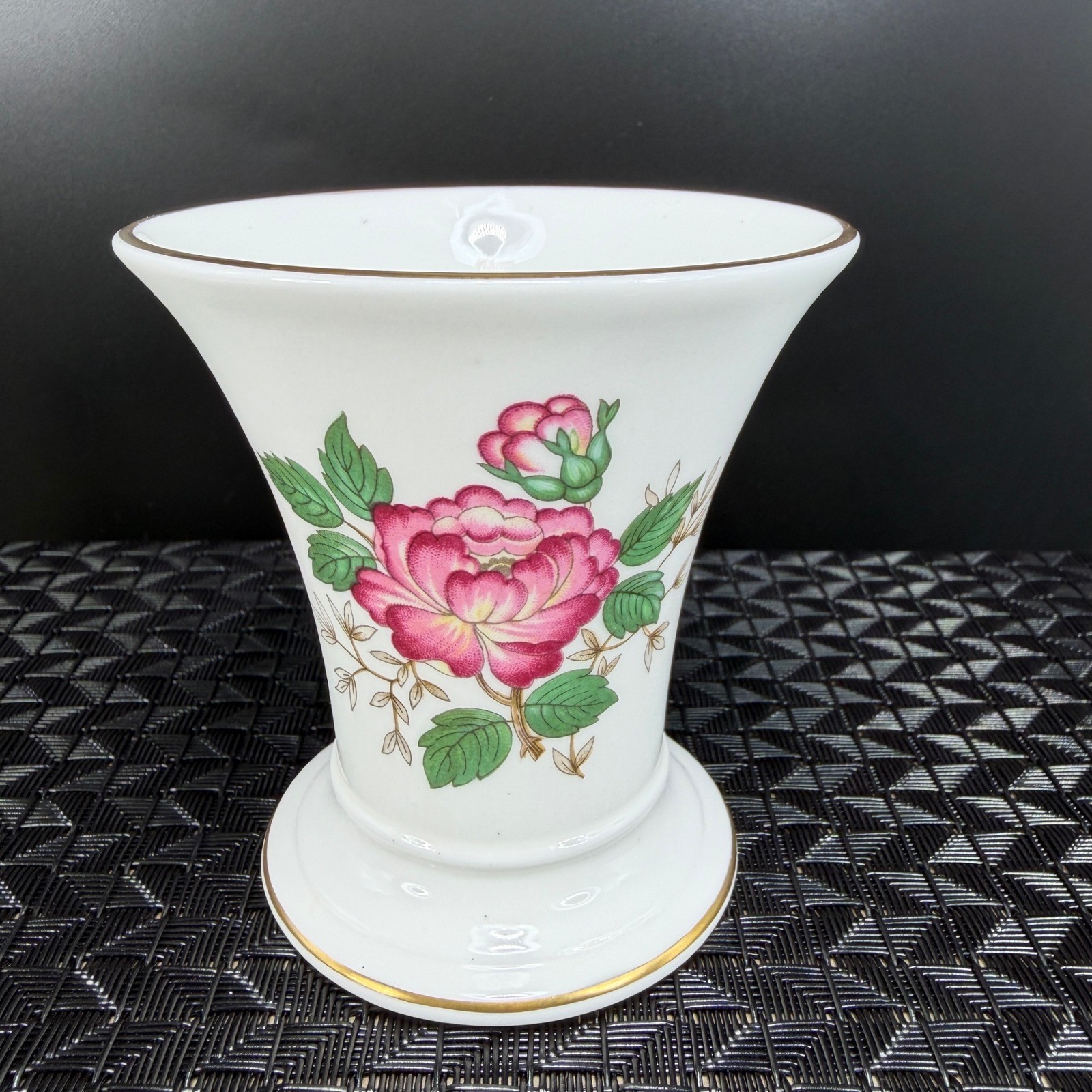 Wedgwood Charnwood Bone China Vase Butterfly Floral Gold Trim Made in England
