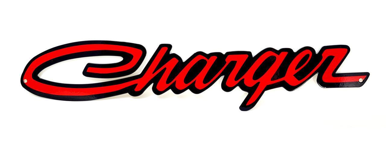 Dodge Charger Script Steel Sign – Red