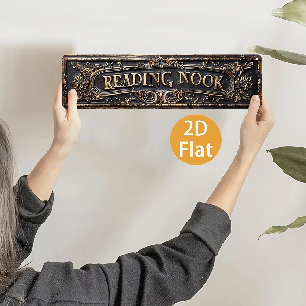 Vintage Book Nook Wall Decor Bookshelf Metal Tin Sign Book Lover Reader Bookworm