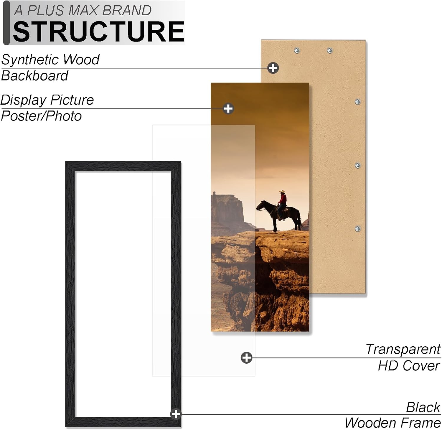 12×24 Picture Frame Black Engineered Wood Frame 12 x 24 Inch Picture Poster