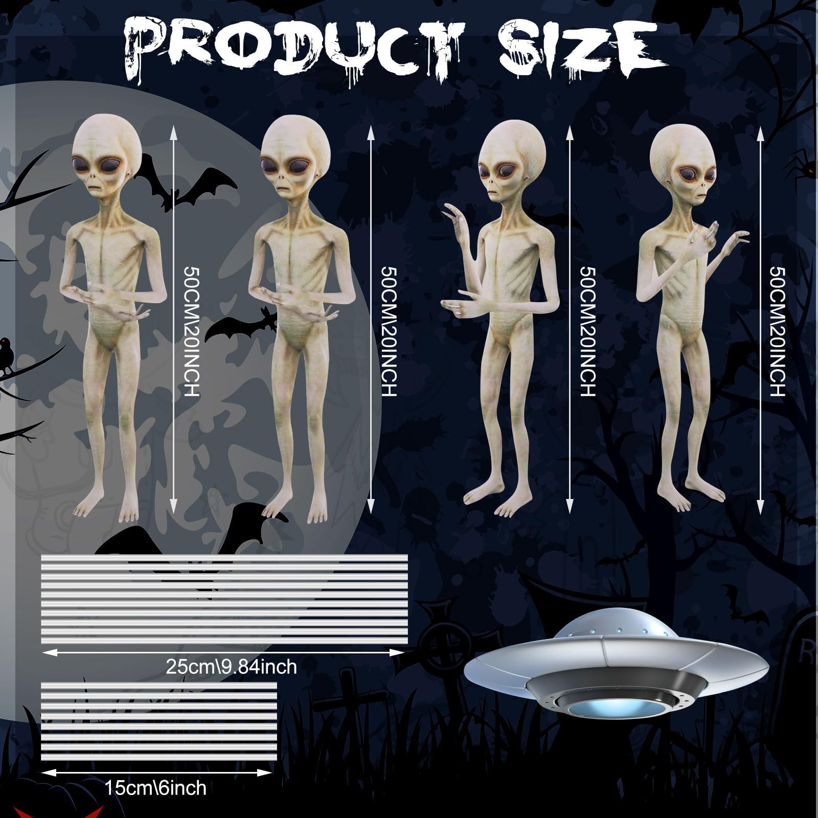 Gerrii 5 Pieces Halloween Yard Sign Full Body Large Alien Outdoor light brown