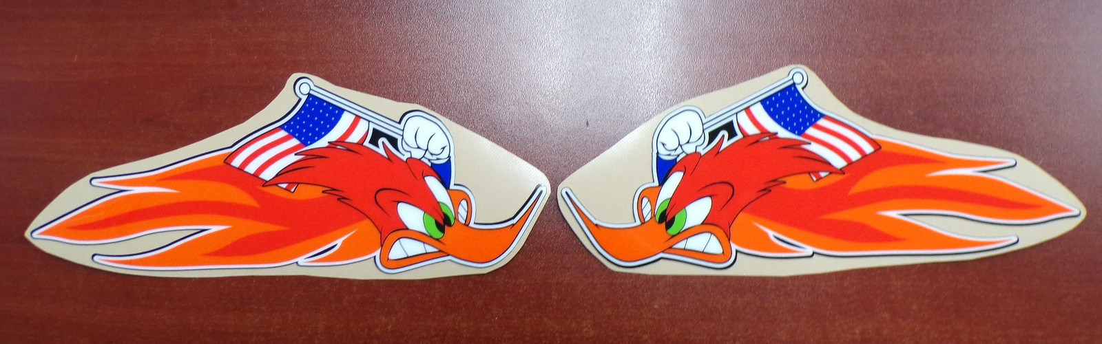 HONDA OLD SCHOOL USA MADE FLAG CORRECT WOODY WOODPECKER GRAPHIC STICKER OUTLINED