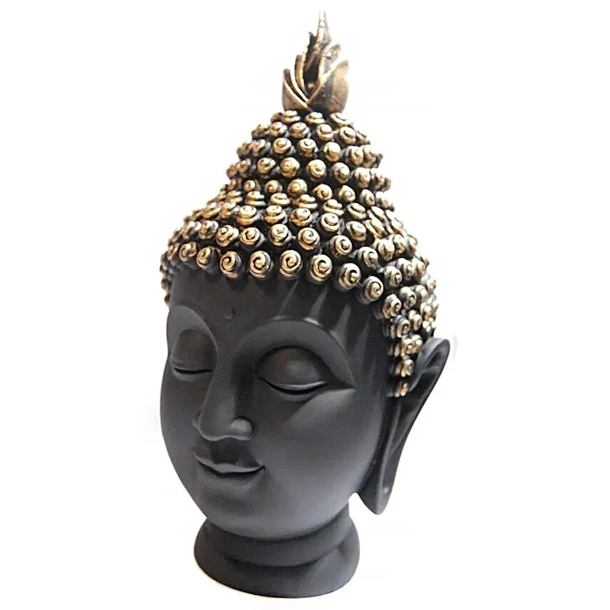 Golden Buddha Head Statue for Home Decor