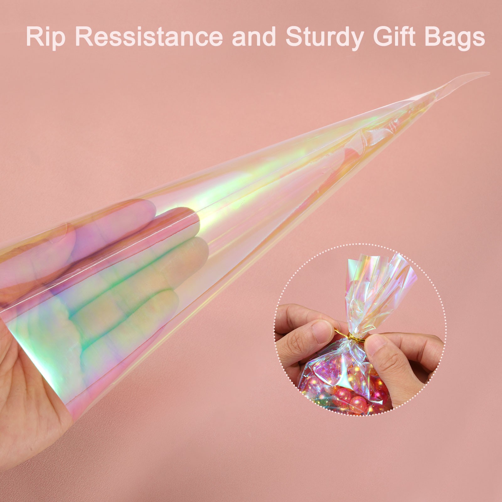 50Pcs Treat Bags Cone 6 Inch Length 10 Inch Height Rainbow Tone