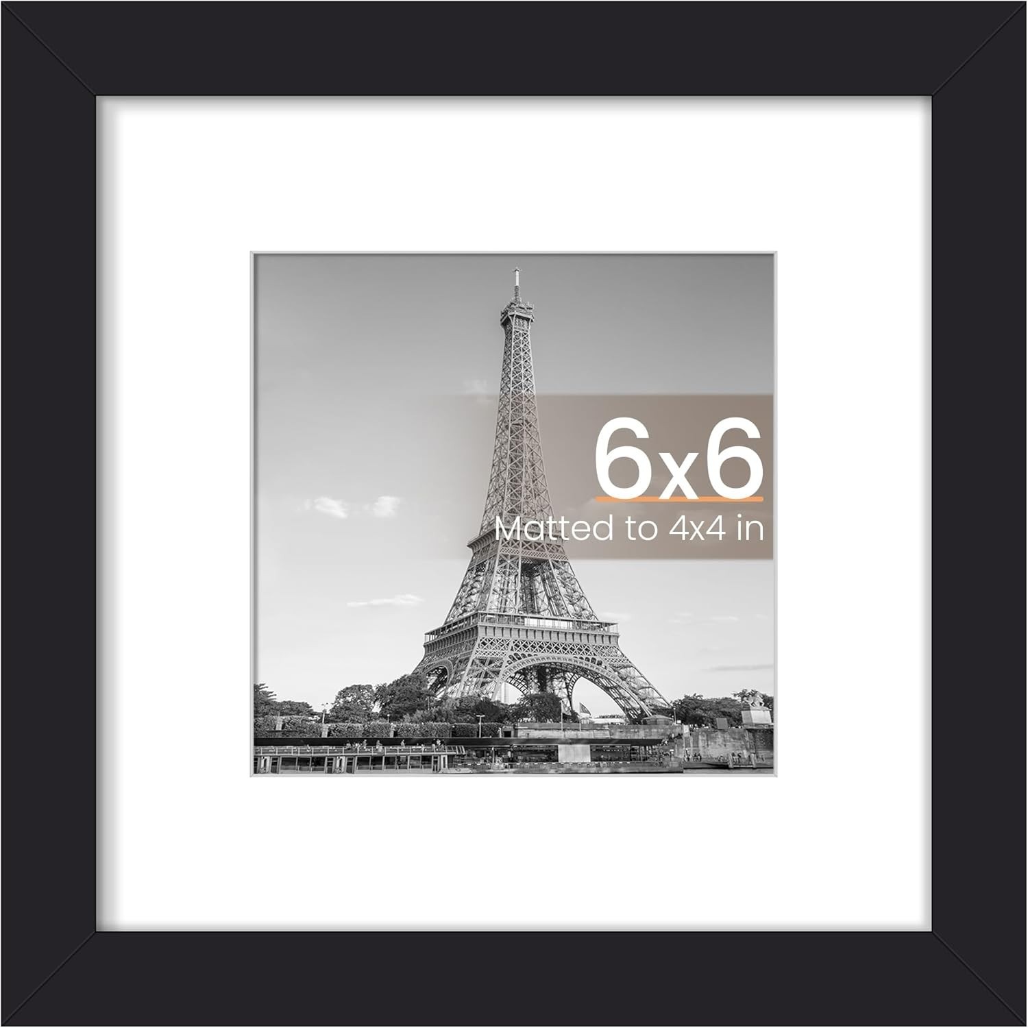 Versatile 6×6 Black Picture Frame – Displays 4×4 or 6×6 Photos Stylishly