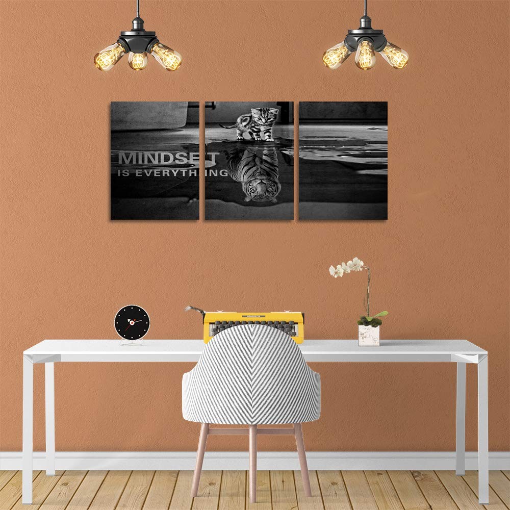 3 Panels Mindset is Everything Motivational Canvas Wall Art Inspirational Entrep