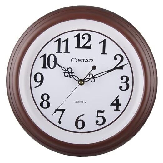 Silent Rustic Wall Clock, Battery Operated, Vintage 12 Inch Round Clock,