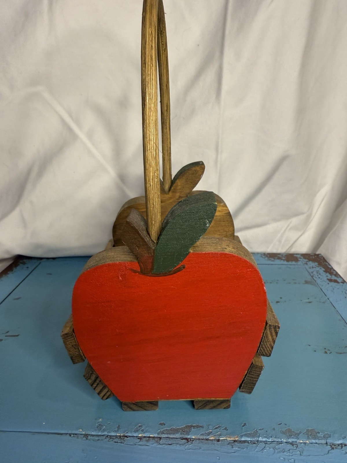 Wooden Framed Apple Decor Basket Cottage Core Country Kitchen 9”x5”