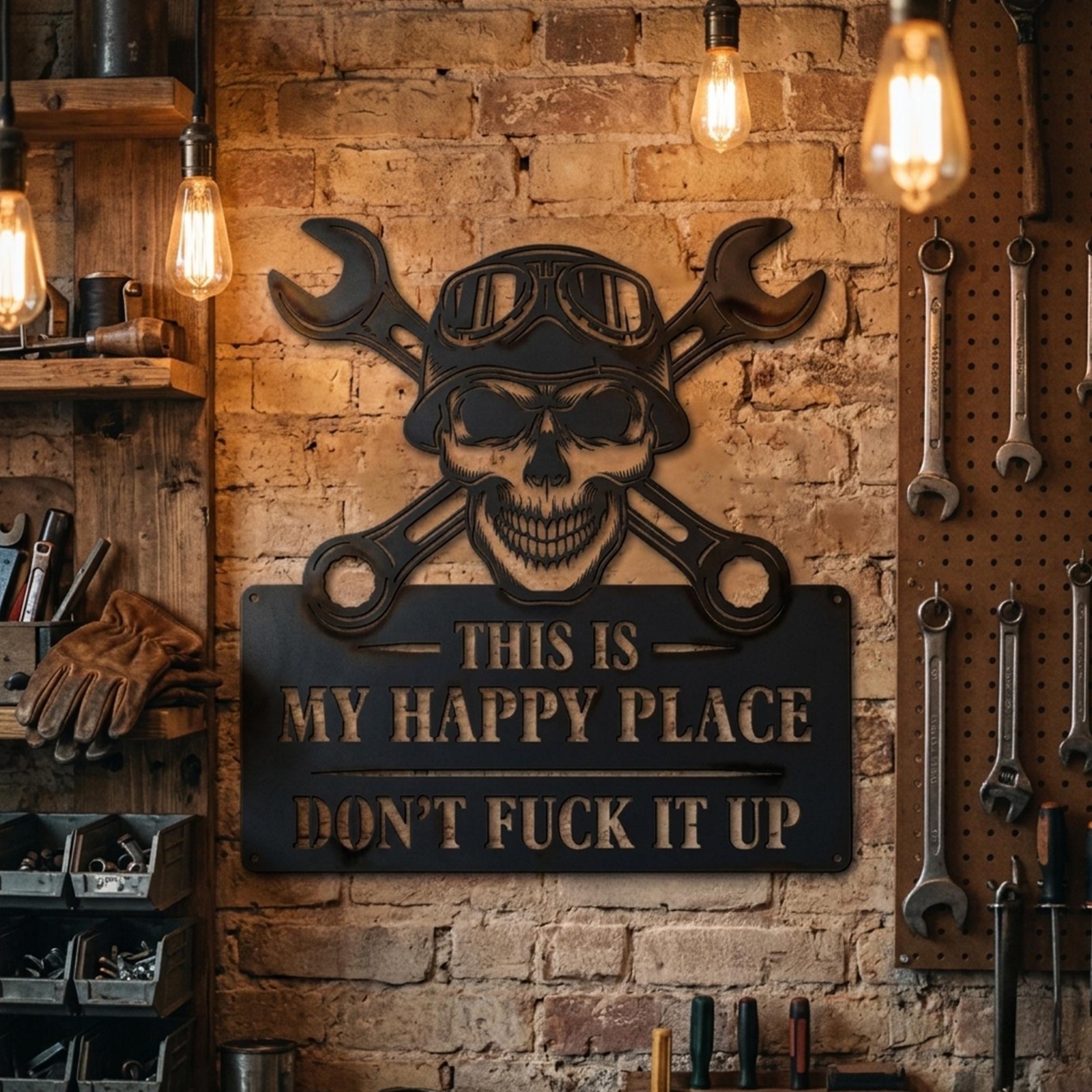 Funny Metal Sign This Is My Happy Place, Sarcastic Rustic Decor Gift