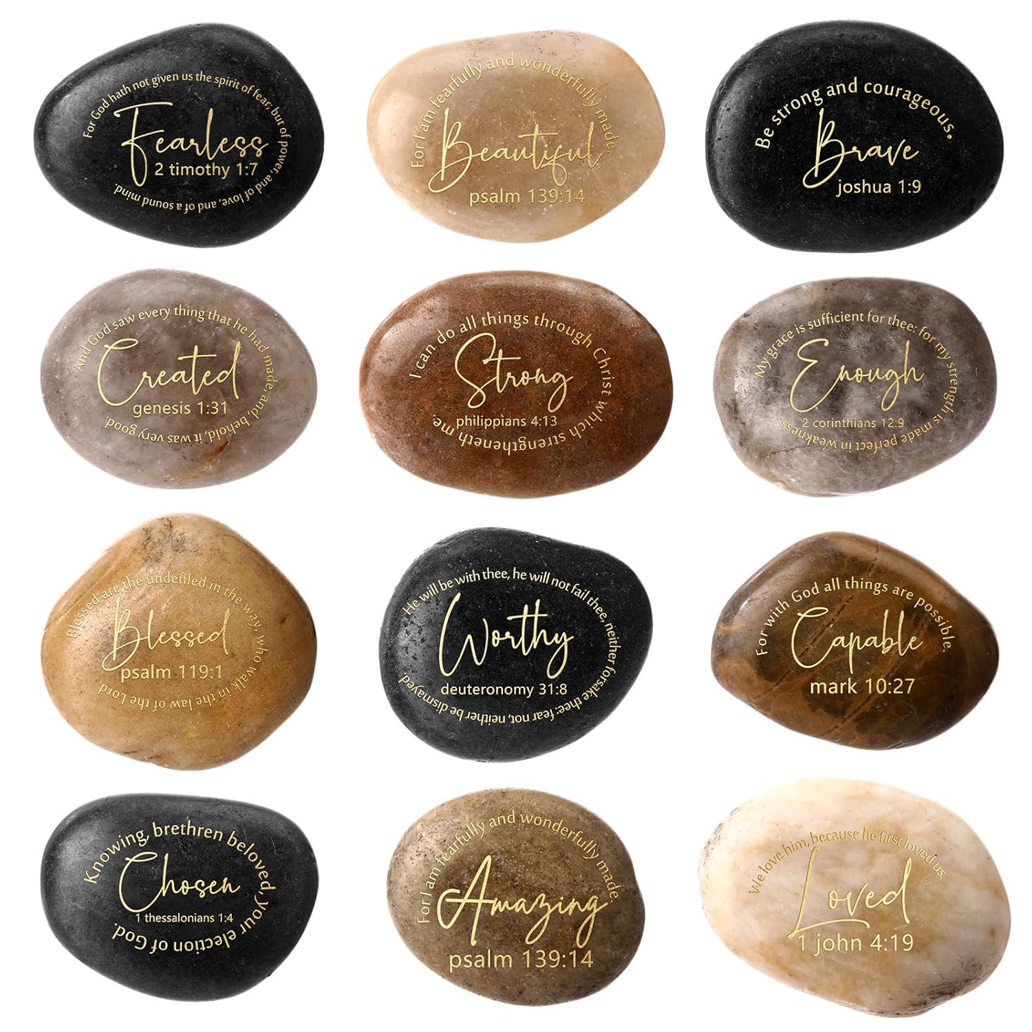 Bible Verses Scripture Stones Gifts Christian Inspirational Rocks Engraved Stone