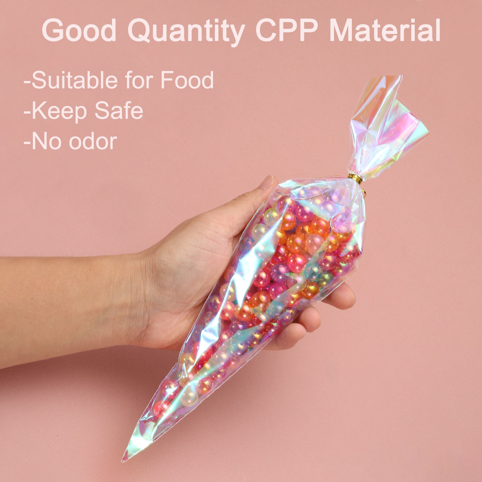 50Pcs Treat Bags Cone 6 Inch Length 10 Inch Height Rainbow Tone