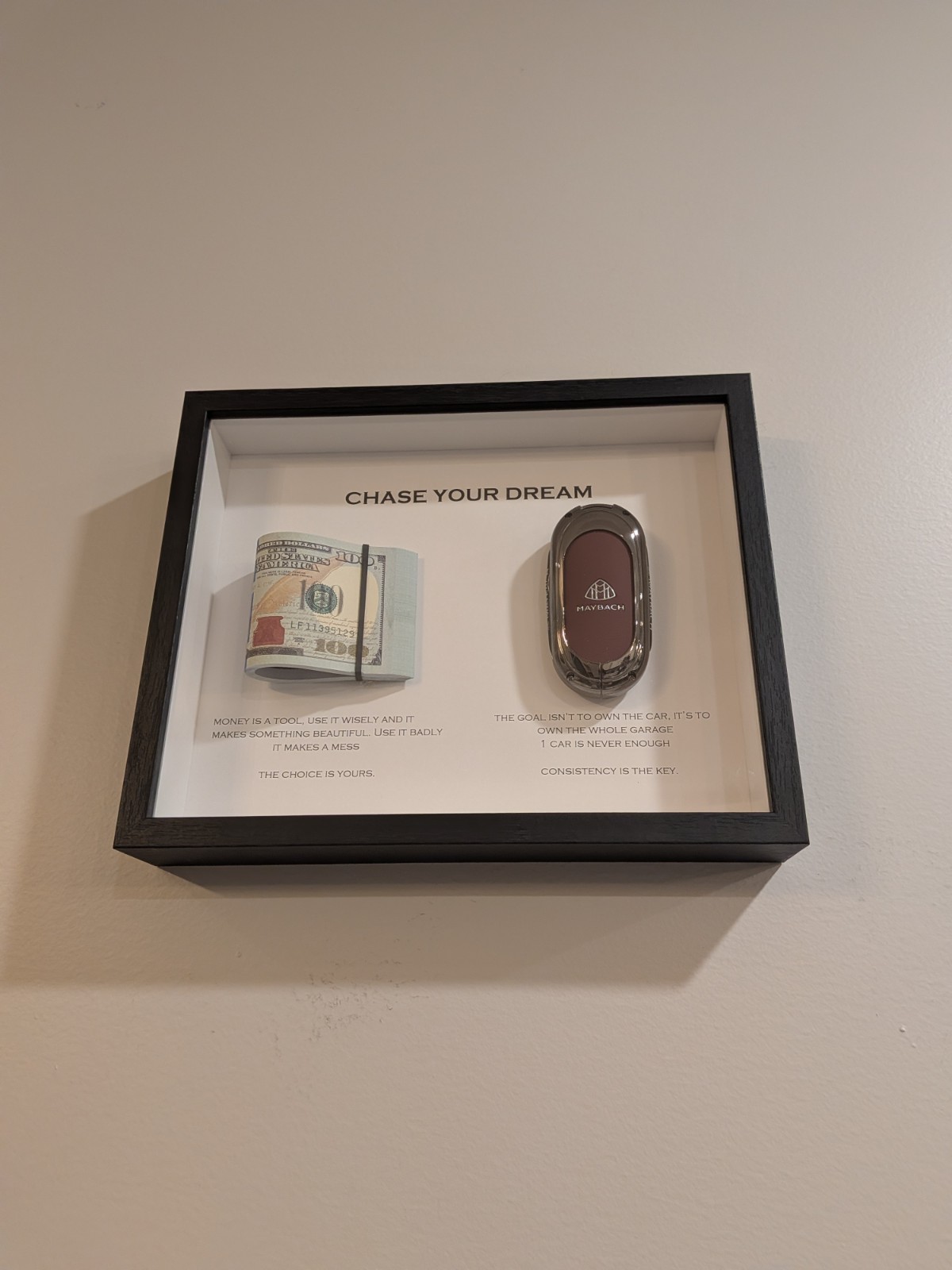 3D Money / Key Wall Art Box Frame