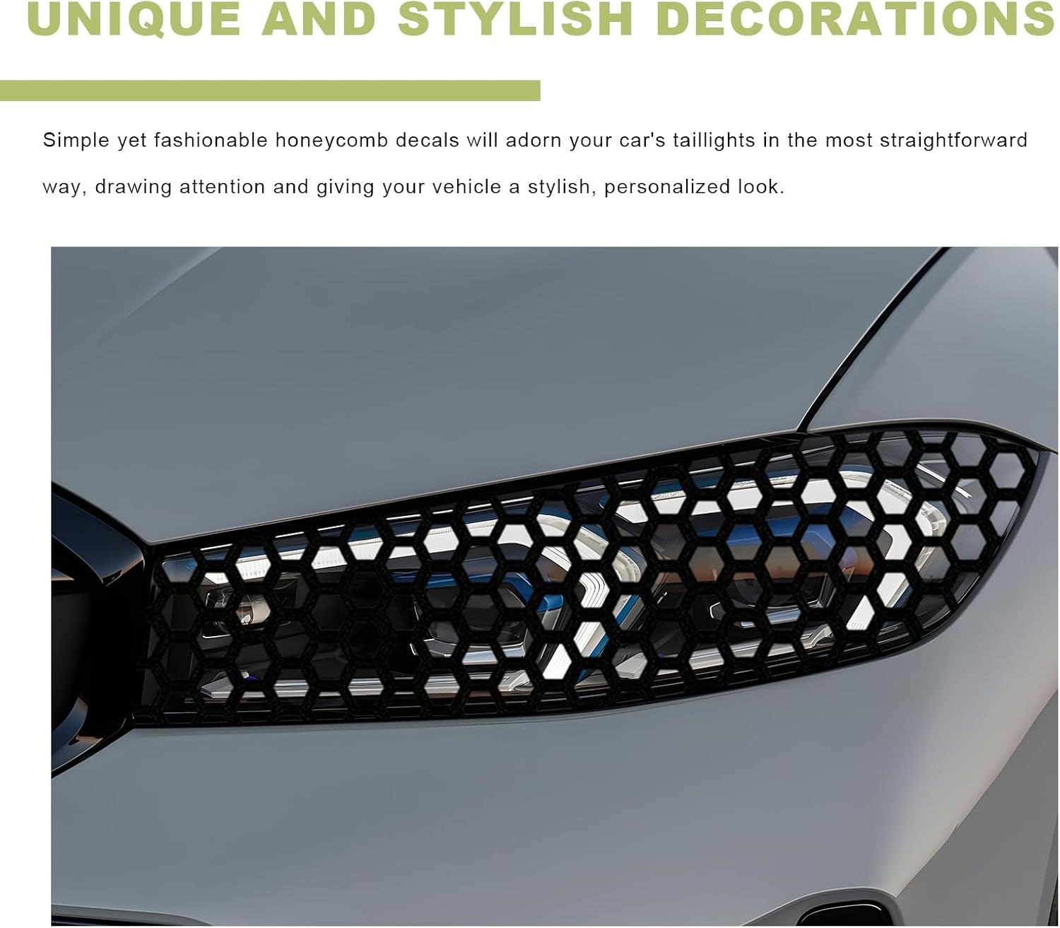 2PCS Bright Black Car Tail Light Honeycomb Tint Film Sticker DIY Cover 18.9×11.8