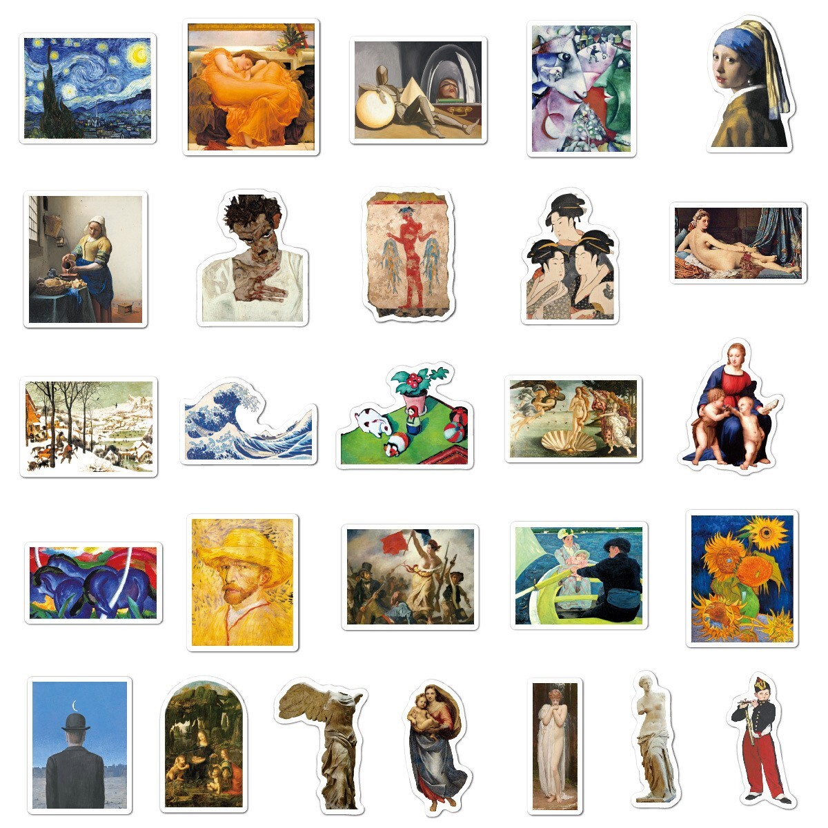 90pcs Alphonse Mucha Stickers, Monet Van Gogh Famous Painting Stickers, #002080