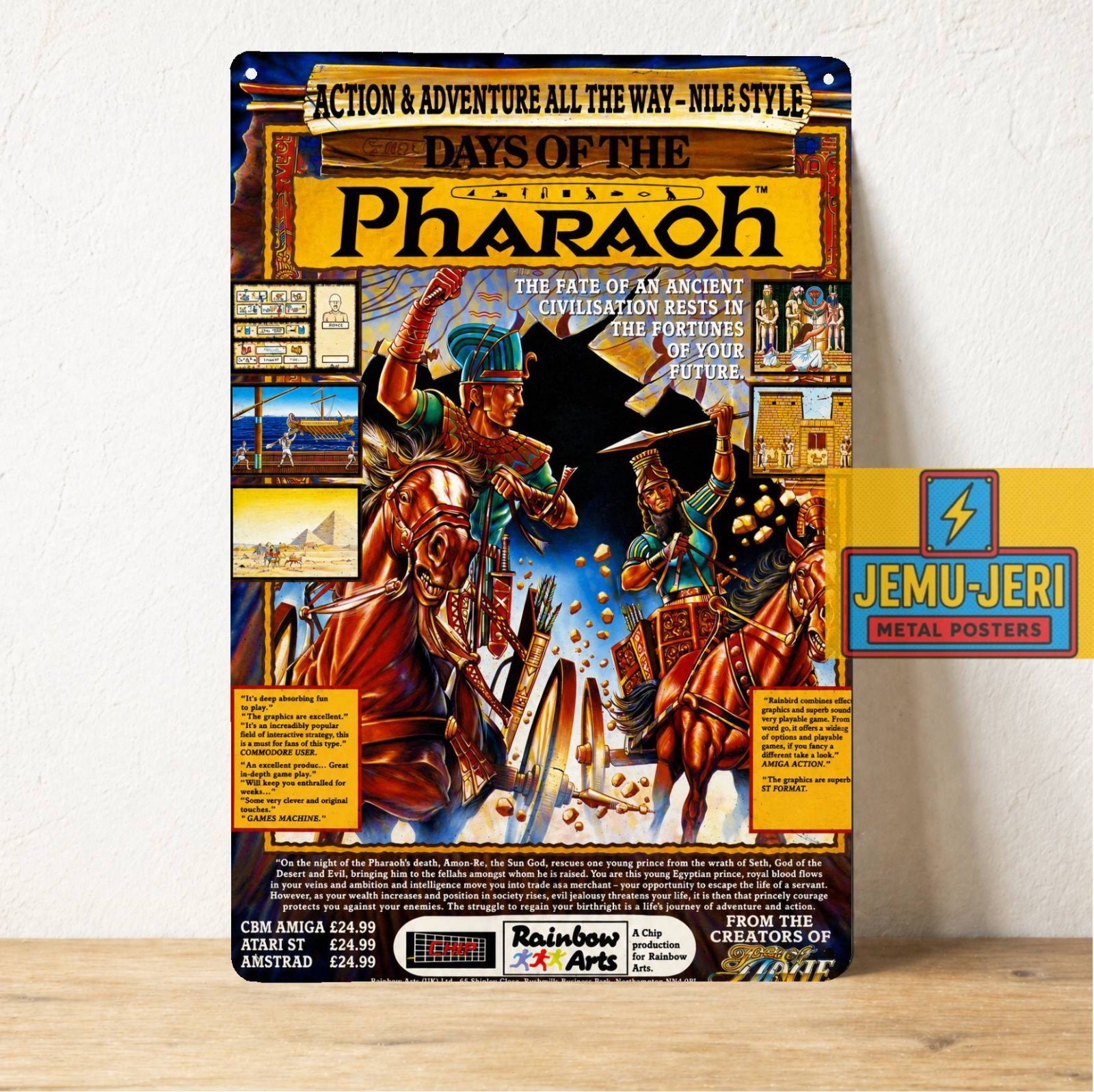Days of the Pharaoh Metal Poster Sign 20x30cm Retro Amiga Gaming Wall Art