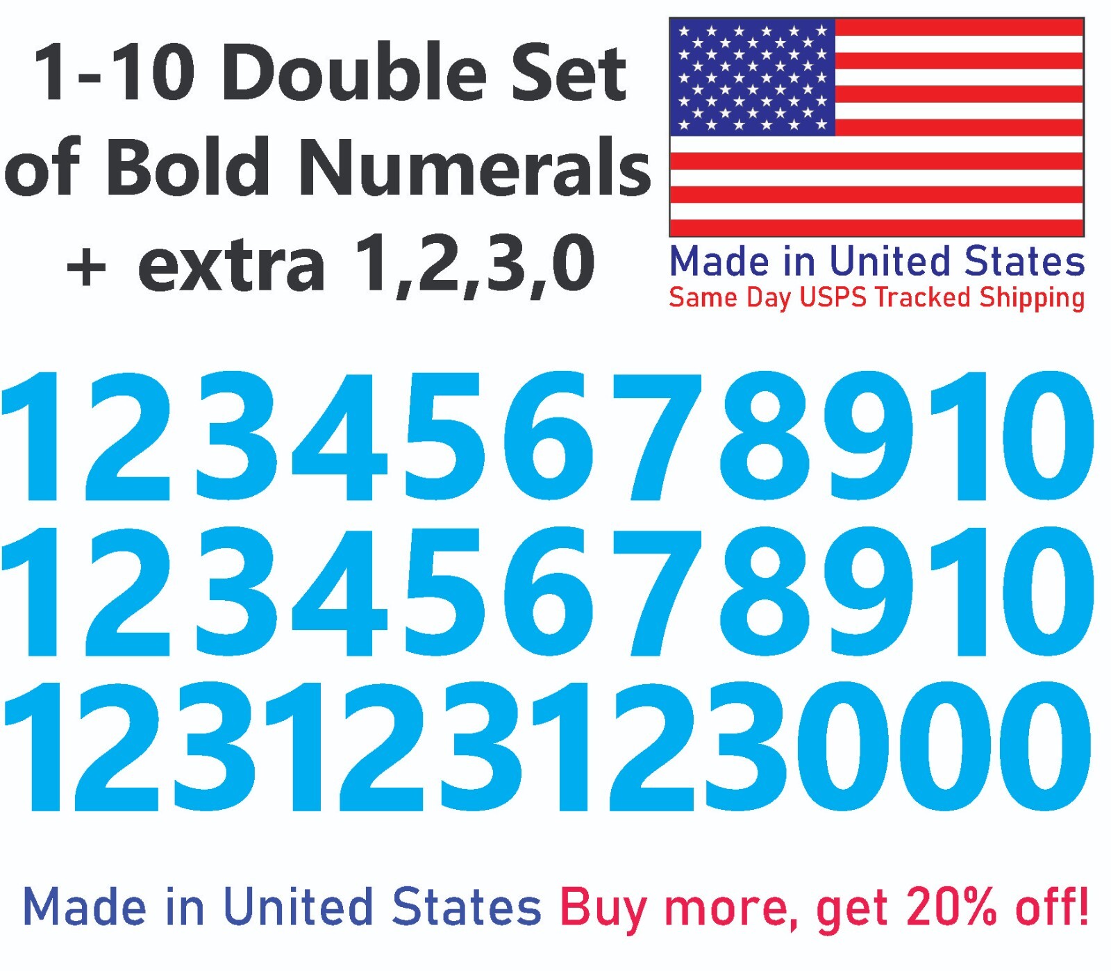 1-10 Bolston Bold Outdoor Vinyl Decal Numbers for Mailbox, Door, Address, Locker