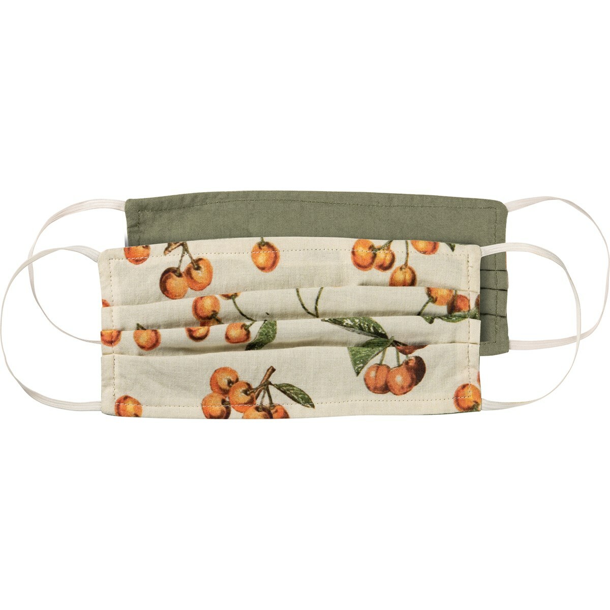 NEW!~Reversible Cotton Face Two Ply Pleated Mask~Cherries Pattern