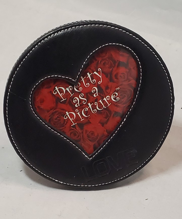 Round Leather Heart Photo Frame ”LOVE” by Kim Anderson’s Pretty as a Picture