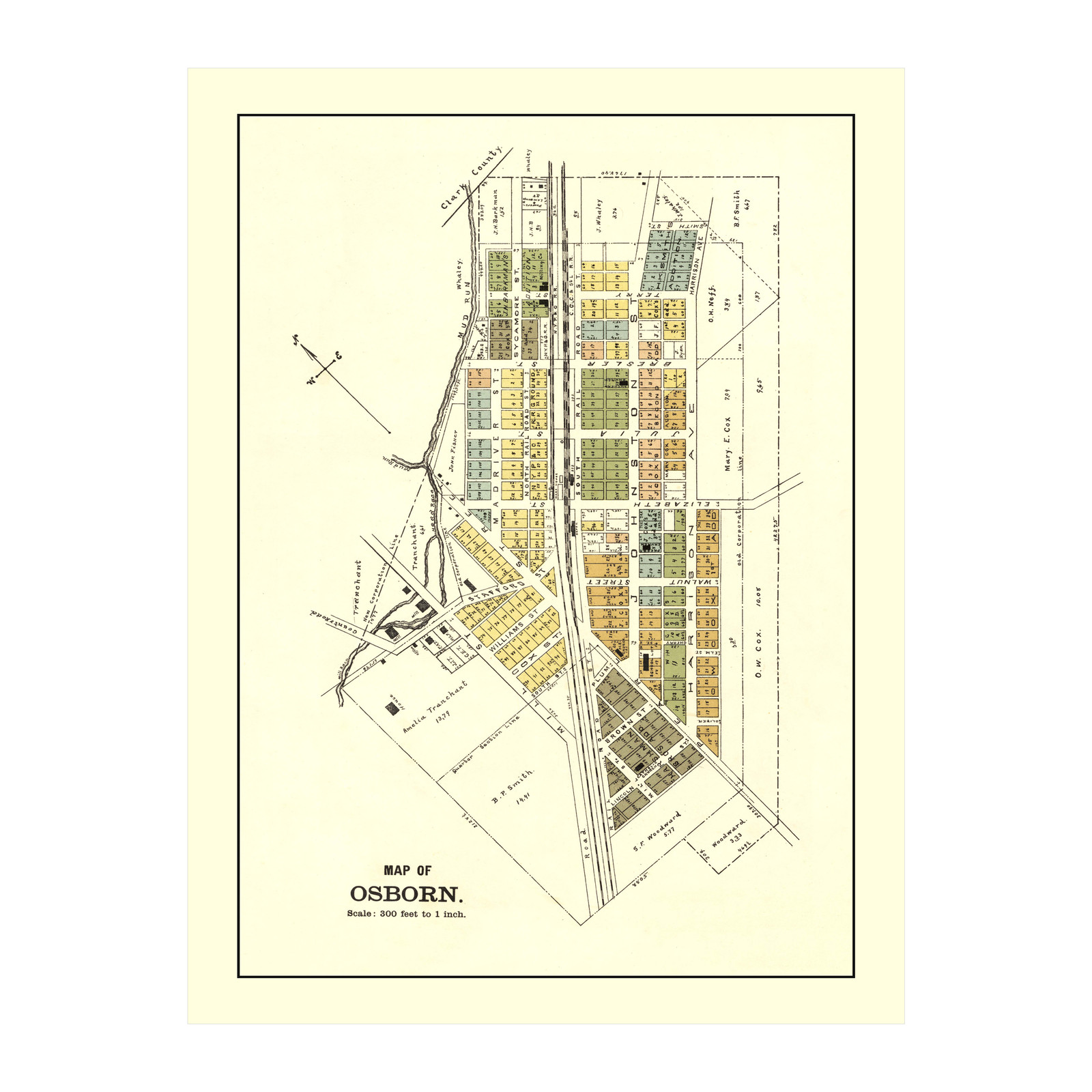 Old Map of Osborn, OH 1896 – Vintage Osborn Ohio Art