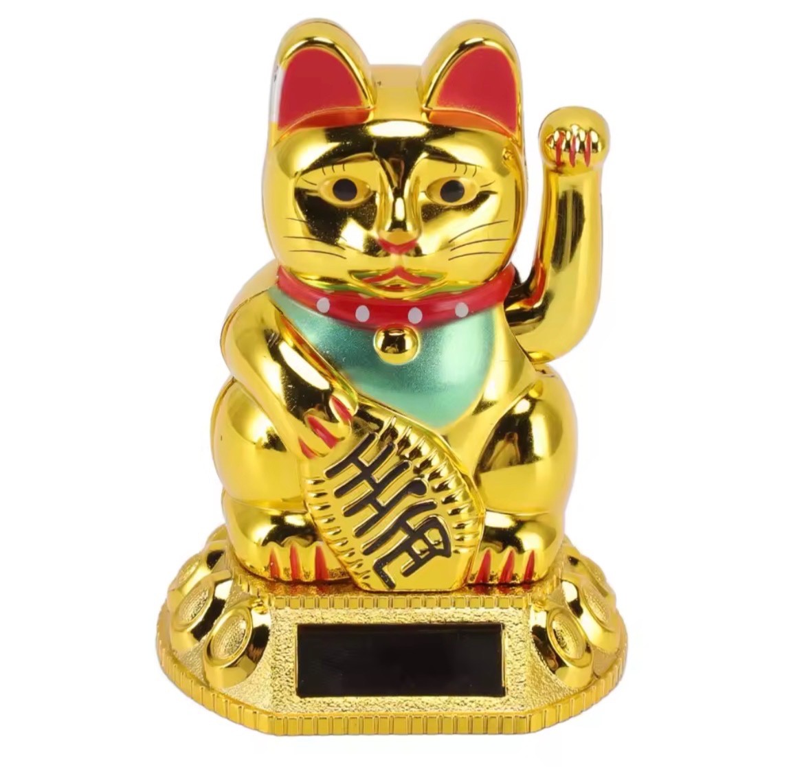 Chinese Lucky Cat Decoration Waving Arm Solar Light Induction Statue Decor