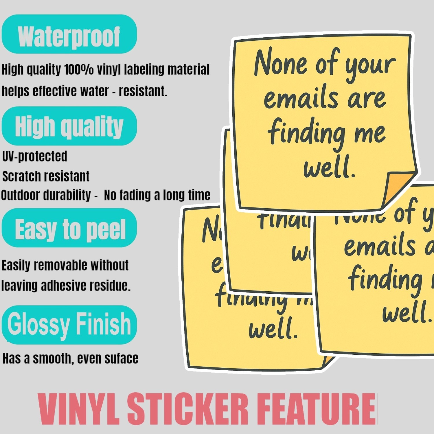 4Pcs Sarcastic ”None of Your Emails” Vinyl Stickers – Funny Coworker Gift