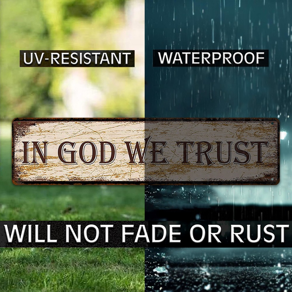 In God We Trust Metal Sign Rustic Wall Plaque Faith Home Church Bar Wall Decor