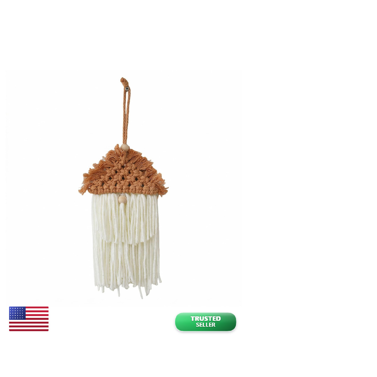 Small Handwoven Macrame Wall Hanging – 10.6 Inch Boho Solid Color Wall Decor