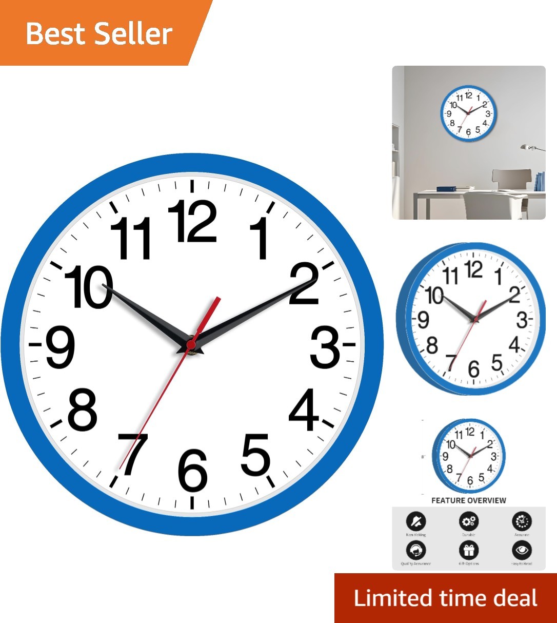 Versatile 8-Inch Battery Powered Silent Clock – Perfect Gift for All Occasions