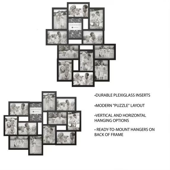Lavish Home Photo Frame Collage for Twelve 4×6-Inch Pictures (Black)