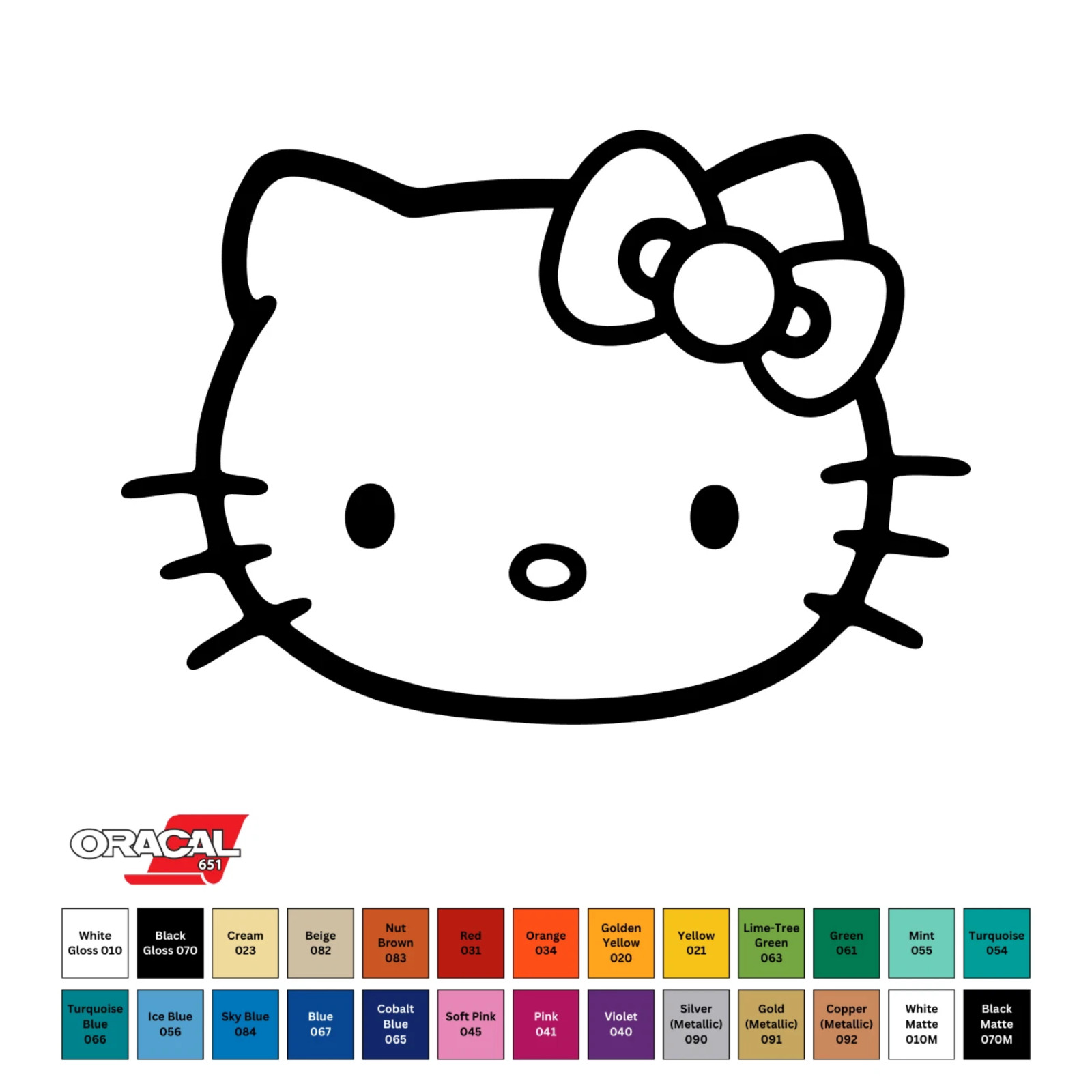 HELLO KITTY Outline Permanent Decal Oracal 651 3″ to 12″ CHOOSE SIZE & COLOR