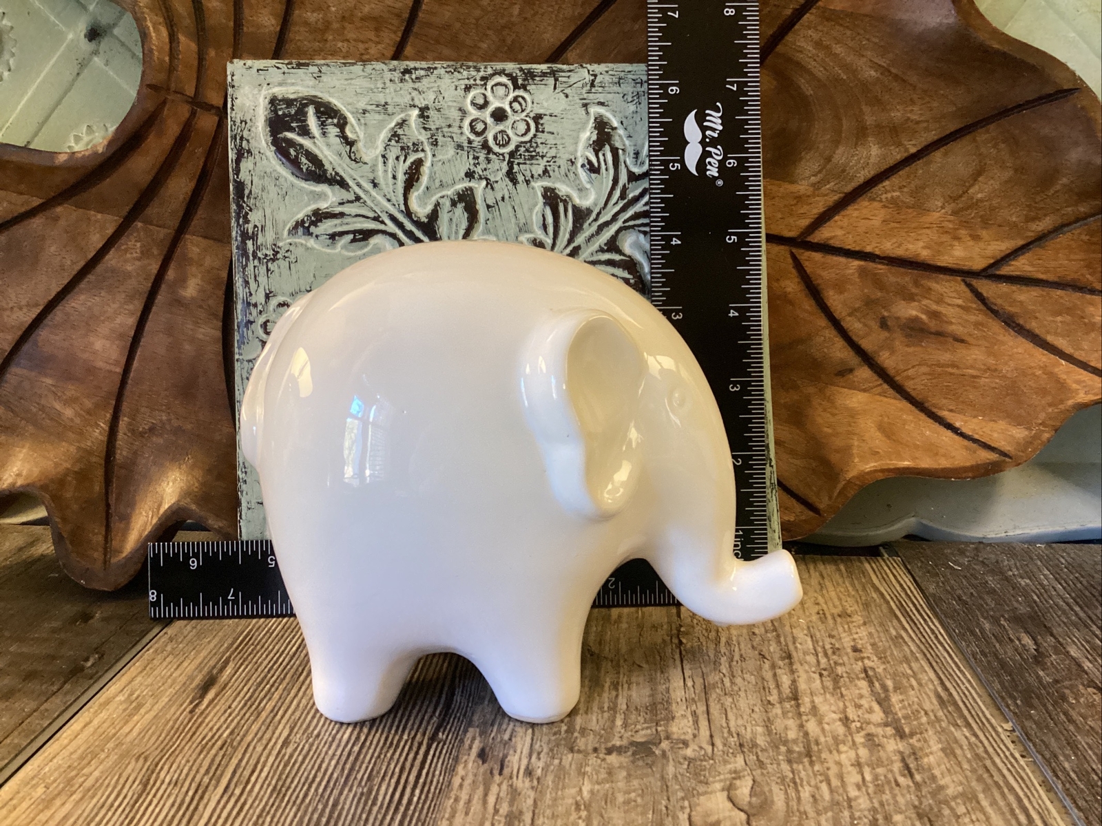 White Elephant Figurine Statue Glossy Ceramic Urban Contemporary Modern Boho